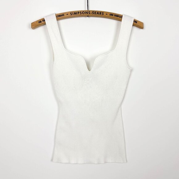 H&M Tops - H&M Womens Small Rib Knit Tank Top Sweetheart Neckline Sleeveless White